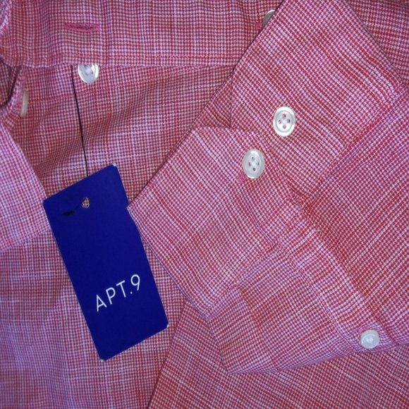 Men's Red Apt. 9 Regular-Fit Crosshatch Button-Down Shirt Size XXL Choos… - Picture 3 of 6